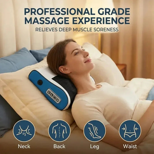 FitGearly multi-functional shoulder massager with hot compress, showing ergonomic design and control buttons for relaxing muscle relief.