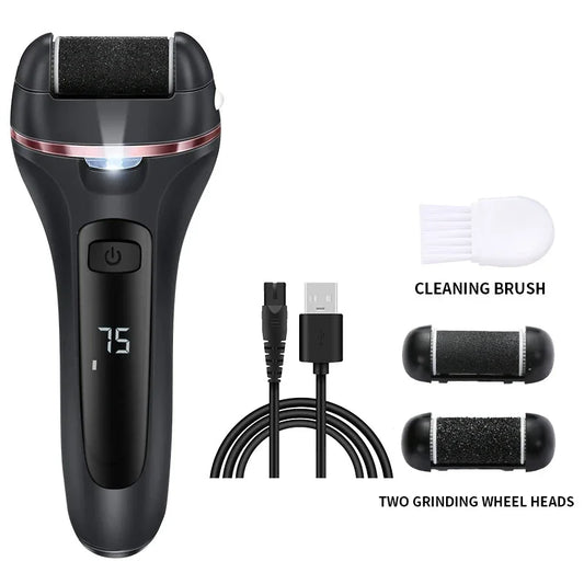 FitGearly electric callus remover foot file grinder for pedicure, with ergonomic design and rechargeable battery for smooth, healthy feet.
