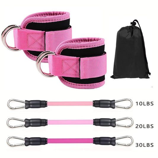 FitGearly ankle straps resistance bands set for fitness workouts, showing colorful bands and adjustable ankle straps on white background.
