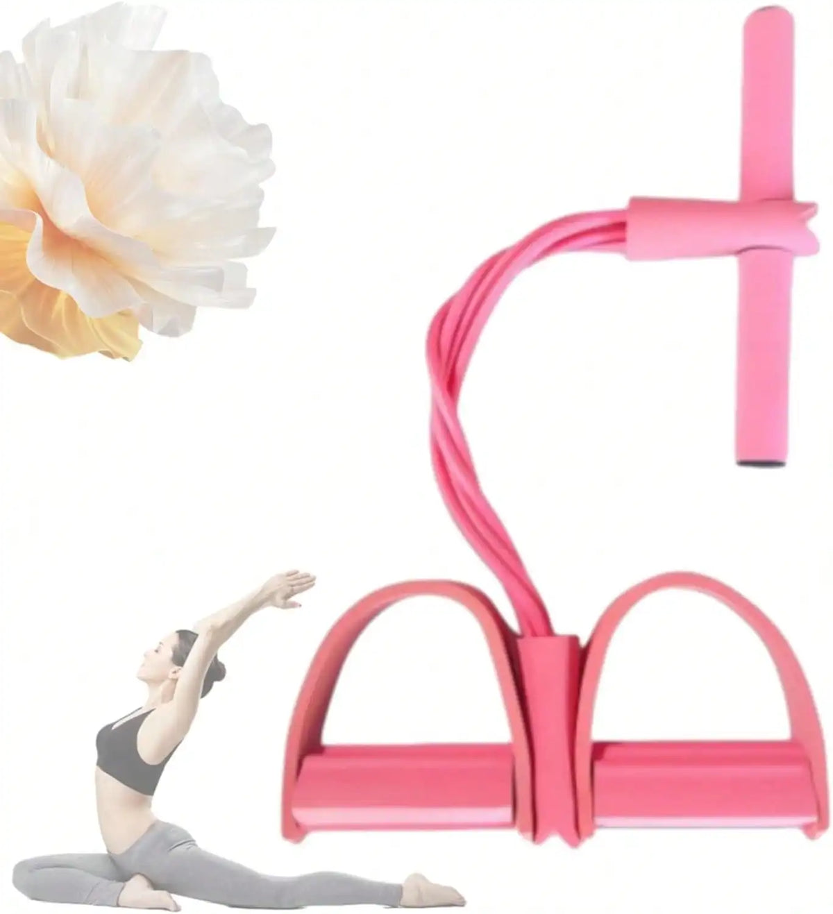 Six rubber pedal resistance bands with handles for fitness training, ideal for strength exercises and physical therapy.