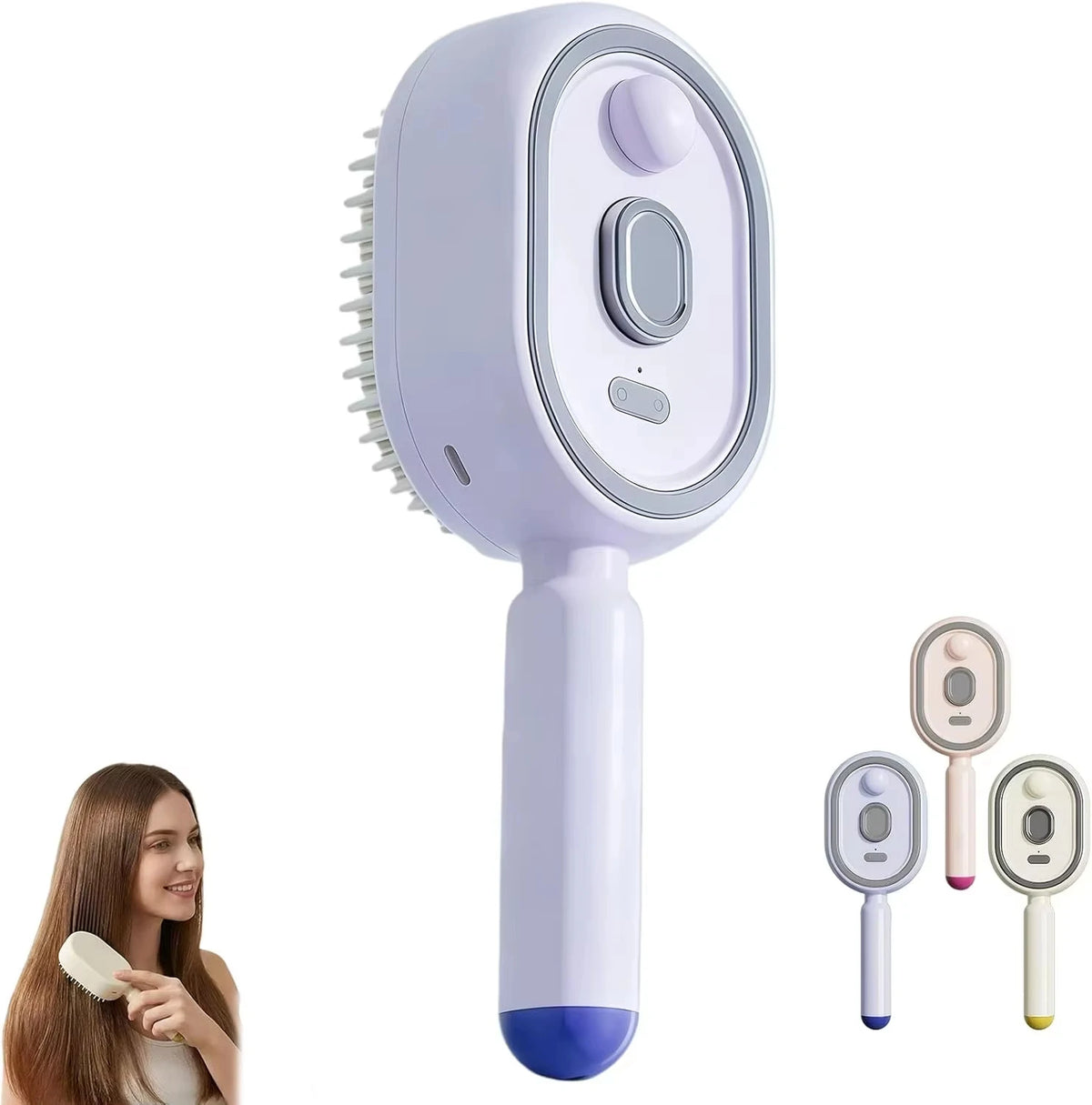 FitGearly electric spray air cushions massage comb with health and fitness features, showing the device with spray nozzles and ergonomic design.