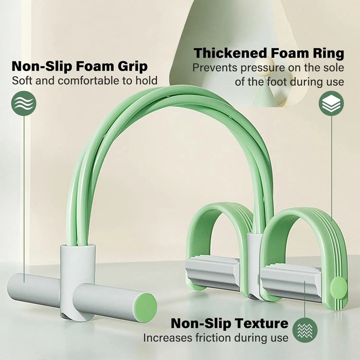 Six FitGearly rubber pedal resistance bands with handles for strength training and fitness exercises.