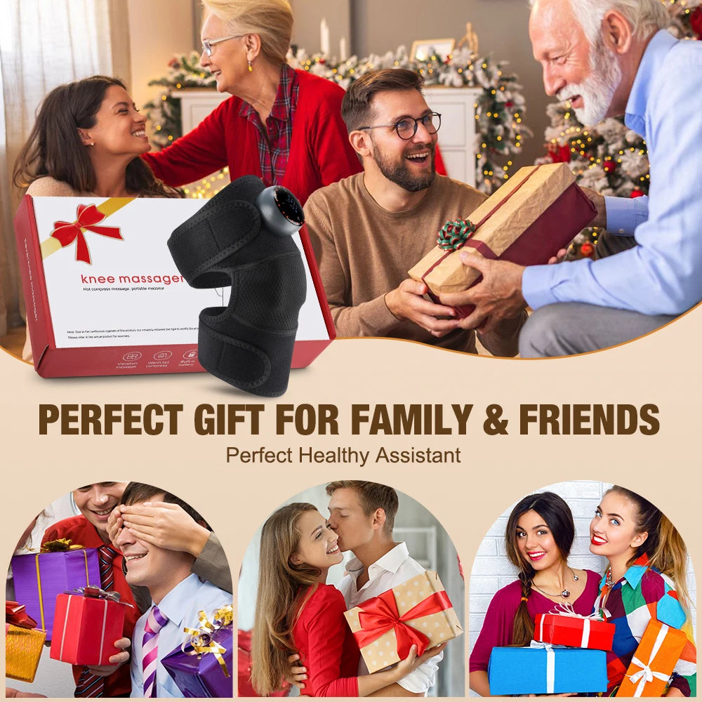 Heated Vibration Knee Massager Cordless Rechargeable 3-in-1 Shoulder & Elbow Support with Timer Electric Portable Brace