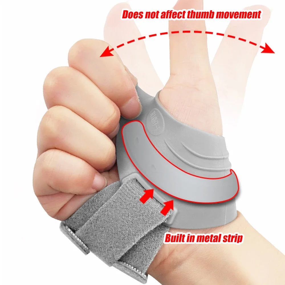 FitGearly arthritis pain relief thumb support brace shown on a hand, providing stability and comfort for thumb joint pain.