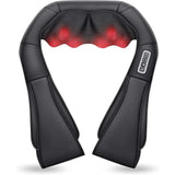 FitGearly shoulder heated back massager with adjustable straps and control panel for targeted muscle relief.