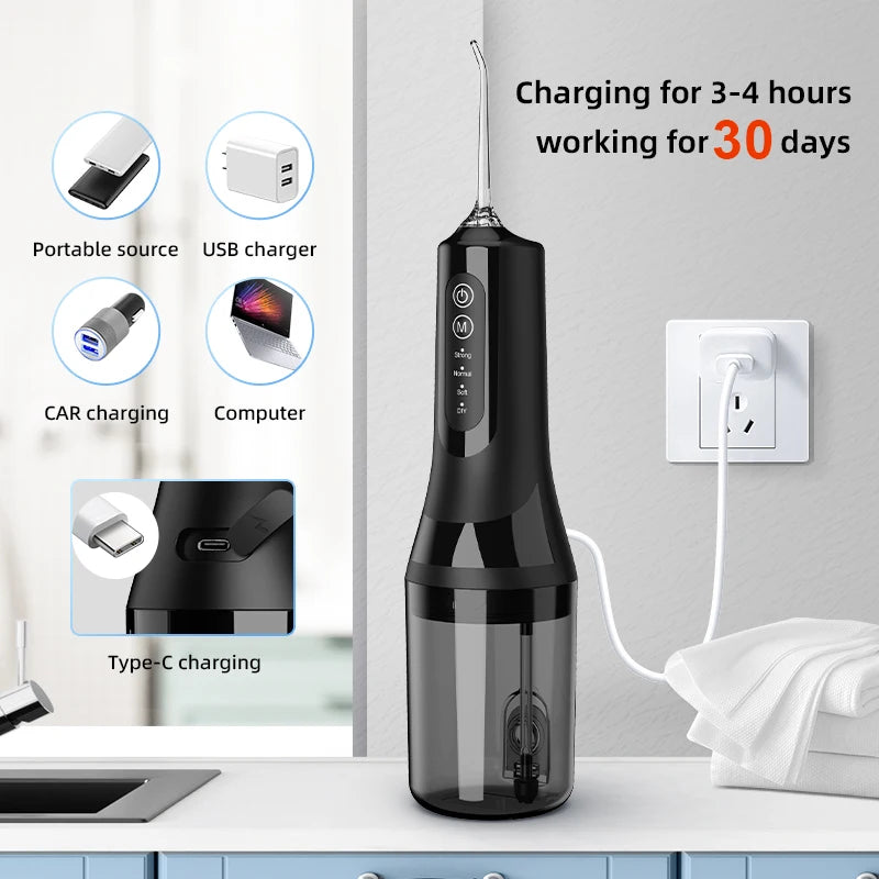 Electric wireless dental floss cleaner by FitGearly, compact device with sleek design for oral hygiene and easy flossing.
