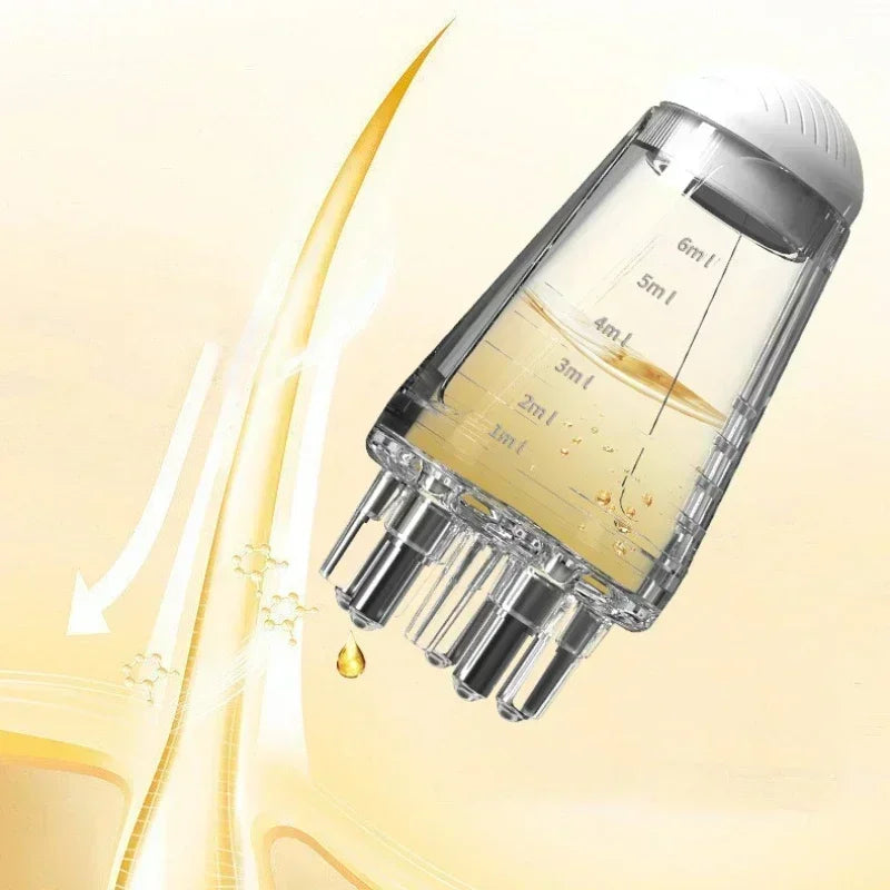 FitGearly anti hair loss essential oil liquid with guiding massager for scalp health and hair growth, shown in a sleek bottle.