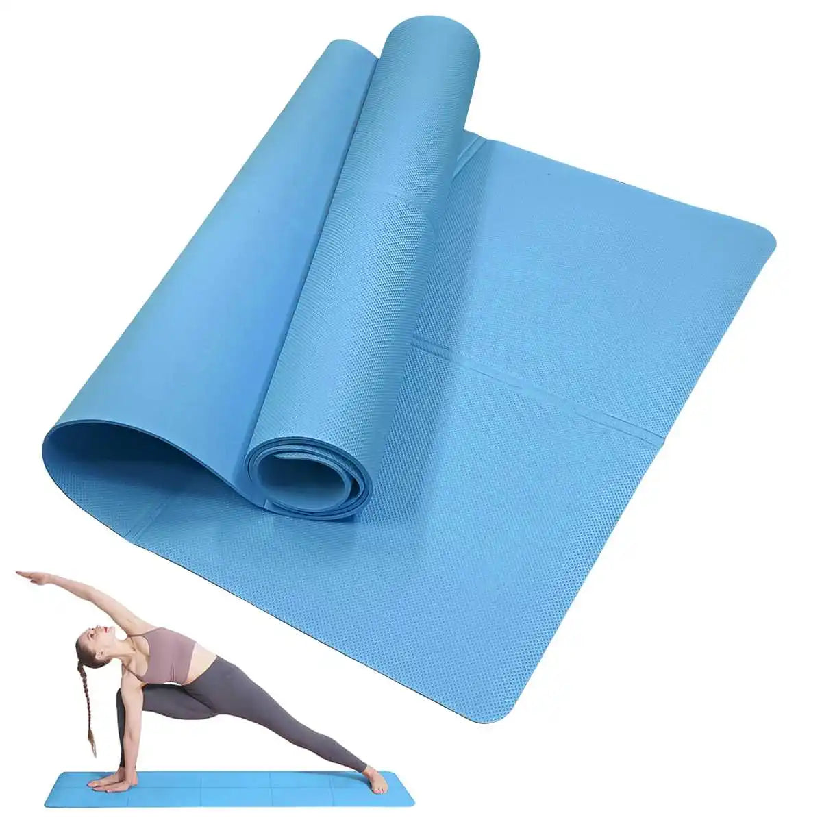 FitGearly non-slip Pilates exercise mat laid out on a wooden floor, showing textured surface for stability during workouts