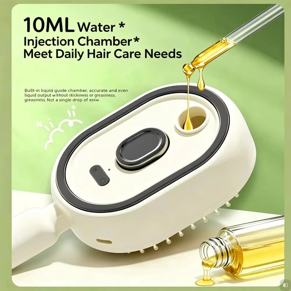 FitGearly electric spray air cushions massage comb with adjustable settings for relaxing head and scalp massage.