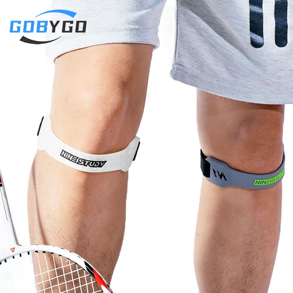 FitGearly sports knee pads with patella strap for knee support during workouts and athletic activities.