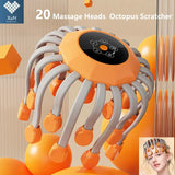 Orange Octopus Head Massager, 10/20 Independent Massage Heads, Wireless Vibration Scalp Scratcher for Daily Relaxation