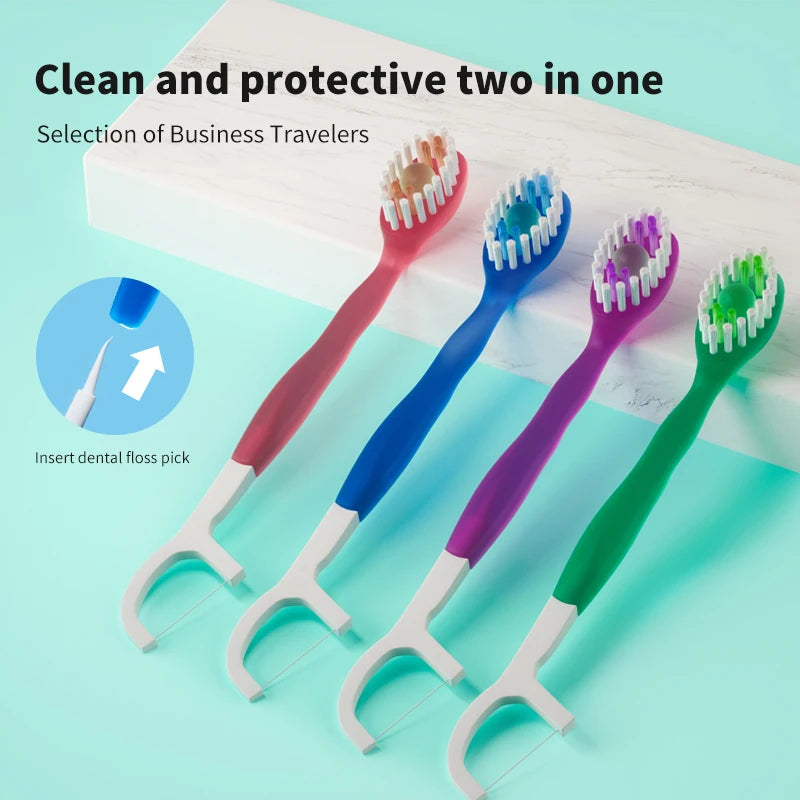 Portable 5-in-1 toothbrush dental floss 8/16pcs for oral cleani ng, disposable toothbrush for adults on -business trips