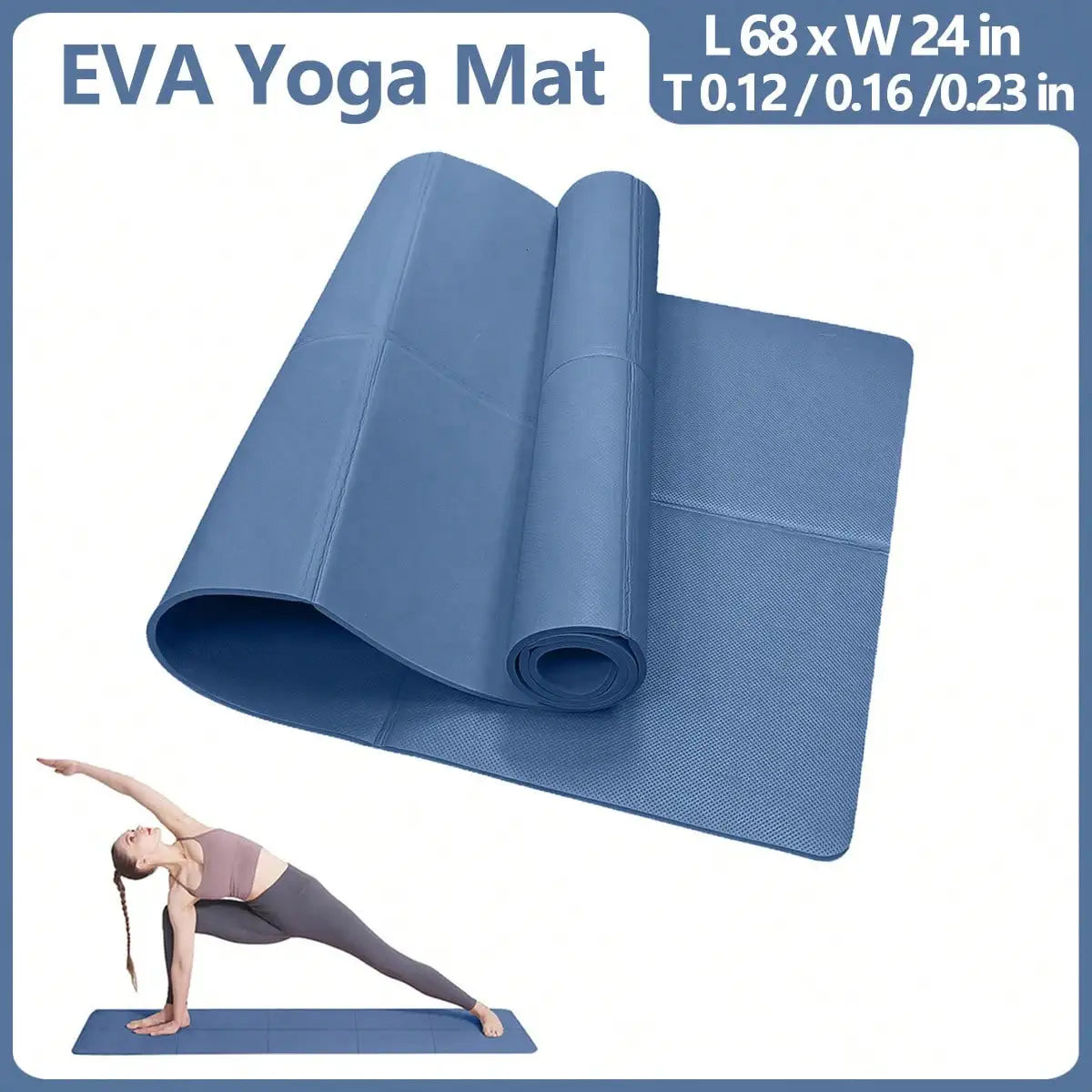 Non-slip Pilates fitness exercise mat by FitGearly, showing a textured surface and cushioned design for safe workouts.