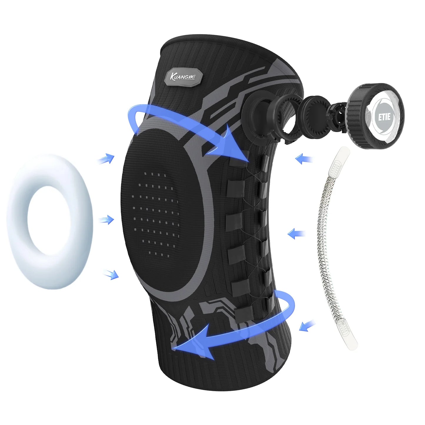 Kuangmi Smart Knob Knee Brace with Patella Gel Pad and Lateral Stabilizer, Compression Knee Brace for Exercise (Single), KMh752
