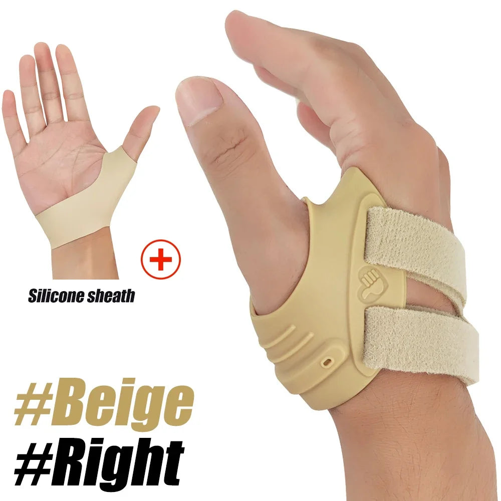 FitGearly arthritis pain relief thumb support brace showing adjustable strap and breathable material for thumb stability and comfort.