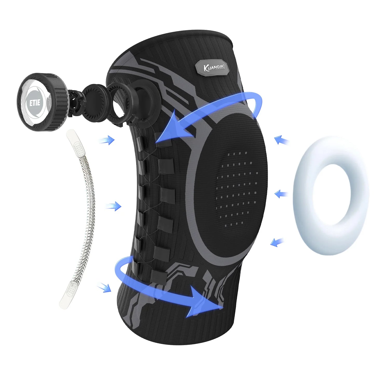 Kuangmi Smart Knob Knee Brace with Patella Gel Pad and Lateral Stabilizer, Compression Knee Brace for Exercise (Single), KMh752