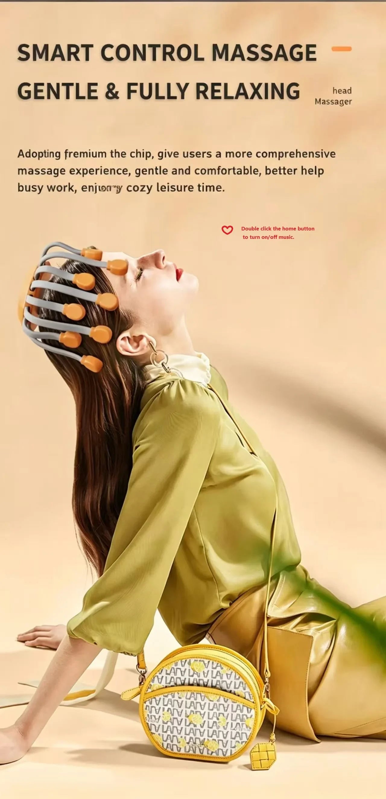 Orange Octopus Head Massager, 10/20 Independent Massage Heads, Wireless Vibration Scalp Scratcher for Daily Relaxation