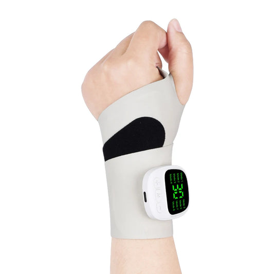 FitGearly electric cordless wrist massager for health and fitness, showing the compact device and its ergonomic design