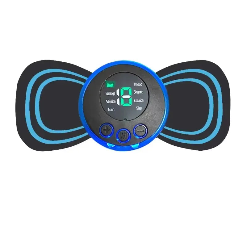FitGearly Muscle Electric Neck Massager showing ergonomic design with flexible straps and multiple massage nodes for pain relief