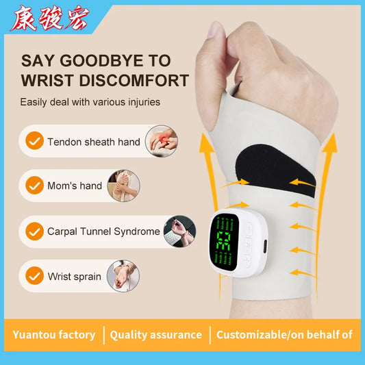 FitGearly electric cordless wrist massager with adjustable straps and ergonomic design for relief and relaxation.