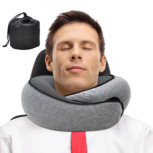 Adjustable FitGearly Soft Noon Break Sleep Pillow with ergonomic design and plush fabric for comfortable rest and neck support.