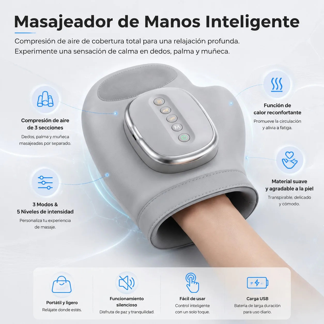 Hand Massager with Airbag Compression Finger Wrist Palm Massage Machine Vibration Glove for Hand Muscle Relax Gift for Men Women
