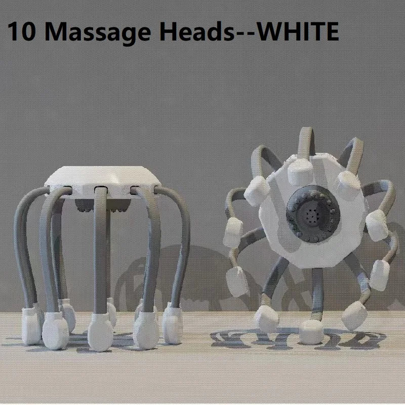 Orange Octopus Head Massager, 10/20 Independent Massage Heads, Wireless Vibration Scalp Scratcher for Daily Relaxation