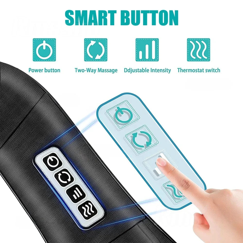 FitGearly shoulder heated back massager with adjustable straps and control panel for targeted heat therapy and relaxation.