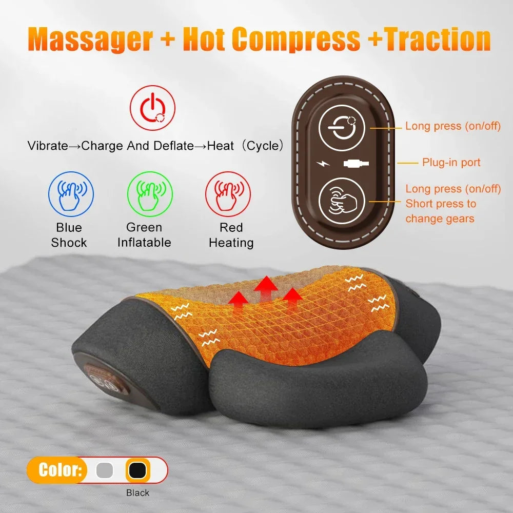 FitGearly electric vibration neck massager with cervical pillow, designed for muscle relaxation and pain relief in health and fitness.