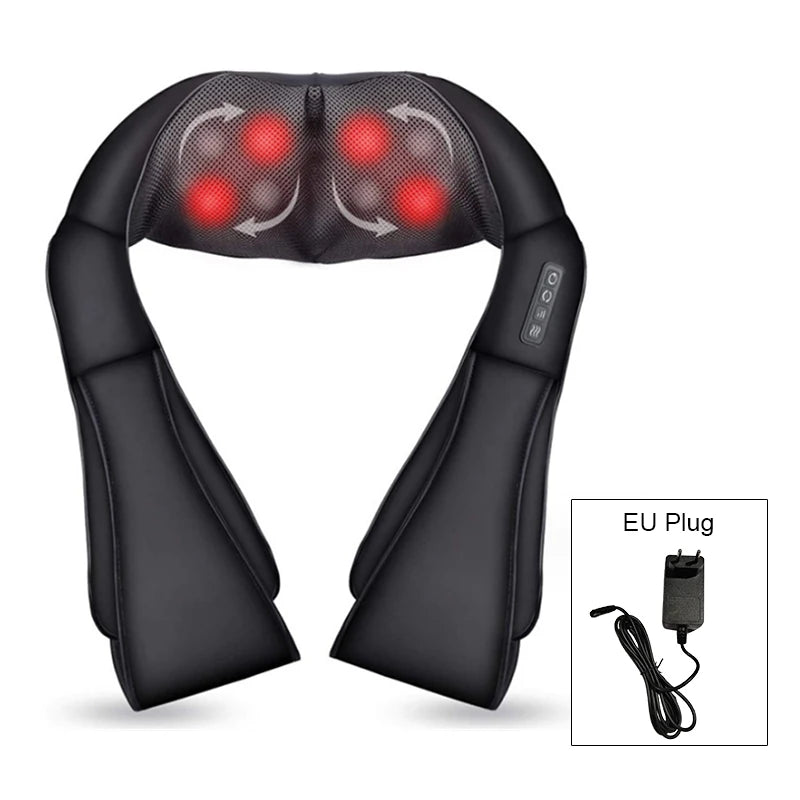 FitGearly shoulder heated back massager with adjustable straps and control panel, designed for targeted pain relief and relaxation.