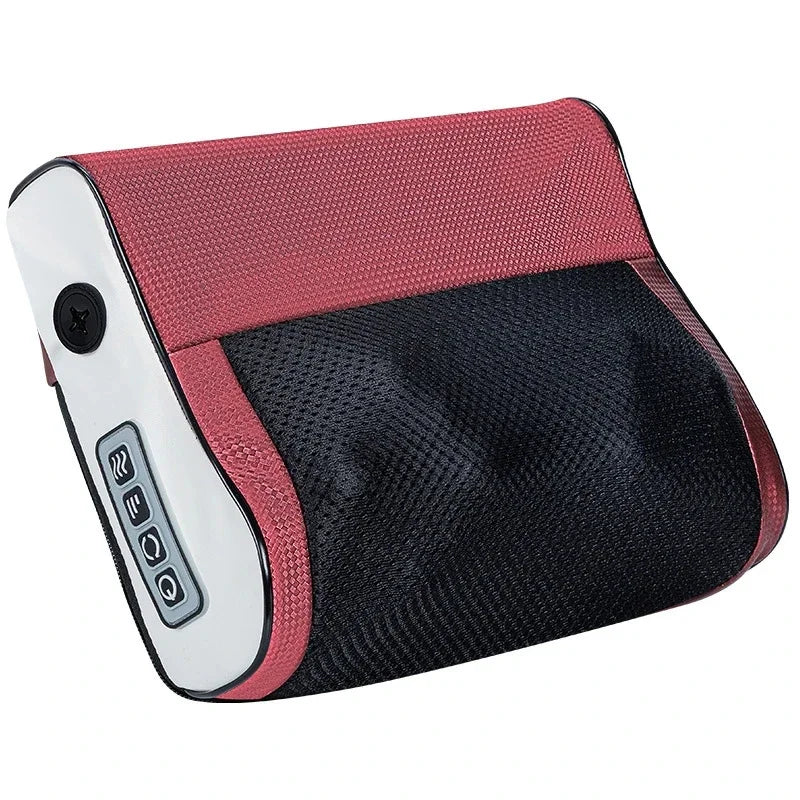 FitGearly multi-functional shoulder massager with hot compress, showing a user relaxing with the device on their shoulder.