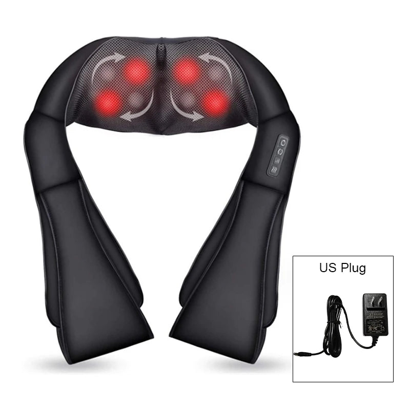 FitGearly shoulder heated back massager with adjustable straps and control panel for targeted pain relief and relaxation.