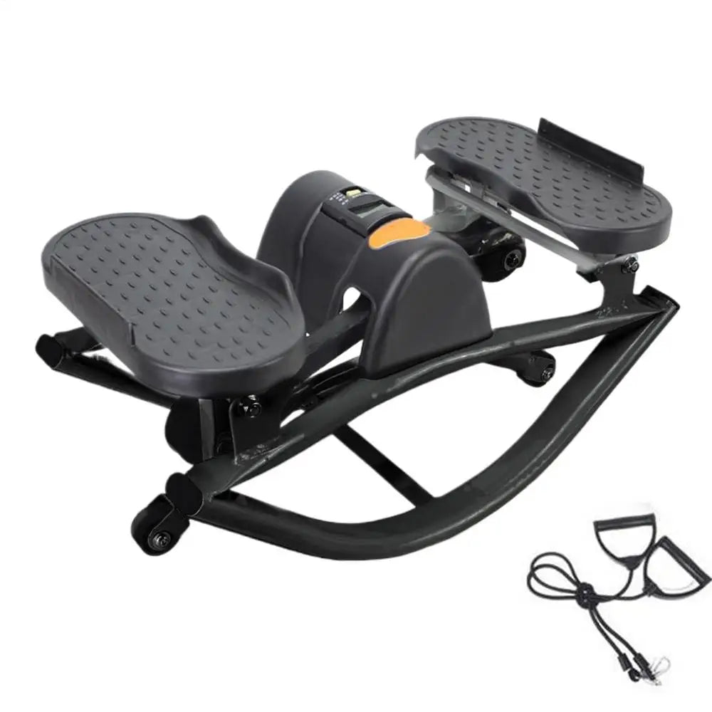 FitGearly Exercise Rock Stepper Silent Lateral Machine for health and fitness, showing the compact, black exercise equipment in use