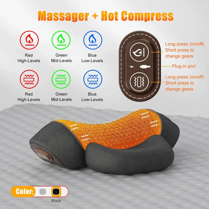 FitGearly electric vibration neck massager with cervical pillow for pain relief and muscle relaxation, shown in the product image.