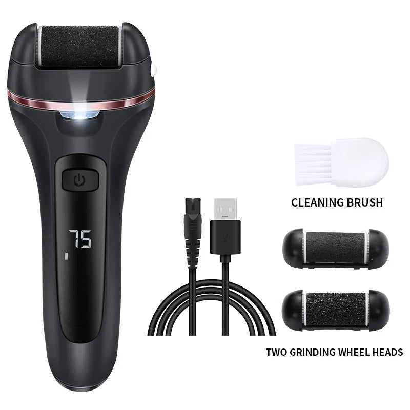 FitGearly electric callus remover foot file grinder for pedicure, with ergonomic design and rechargeable battery for smooth, healthy feet.