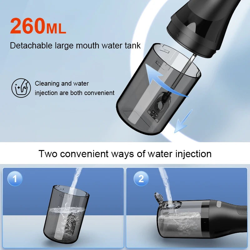 Wireless dental floss cleaner by FitGearly for oral health, featuring a compact design with electric operation and ergonomic handle.