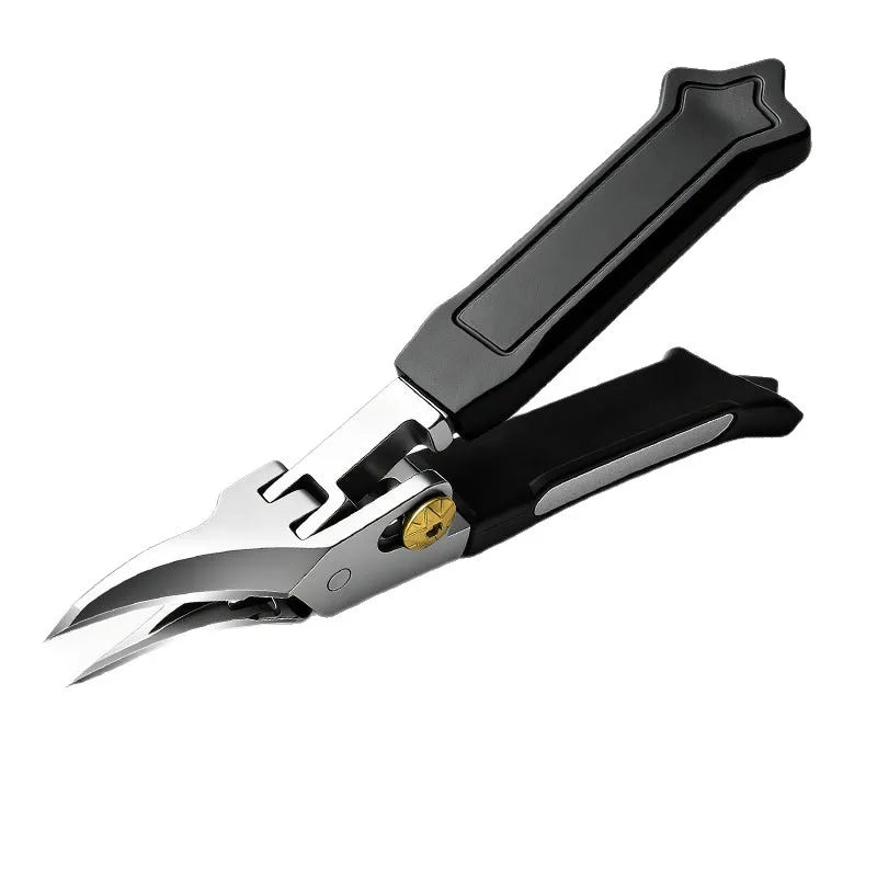Professional Stainless Steel Toenail Clippers for Seniors, Wide Jaw, Angled Head, Concave Blade