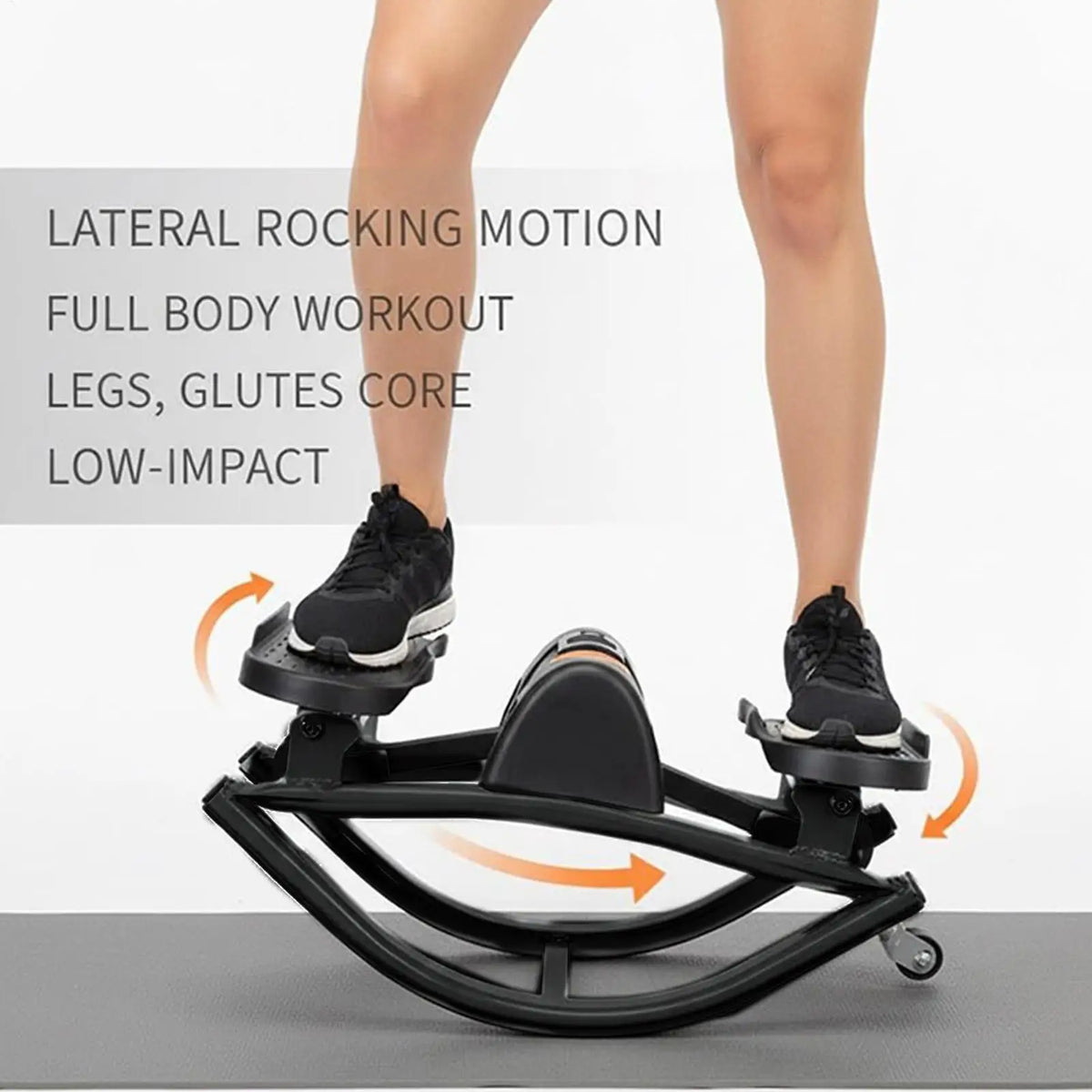 Silent lateral stepper machine by FitGearly for exercise and fitness, showing the compact design and foot pedals.