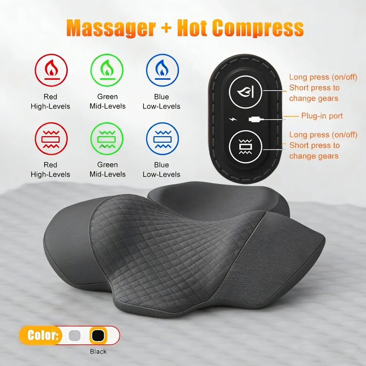 FitGearly electric vibration neck massager and cervical pillow for therapeutic relief and muscle relaxation in health and fitness.